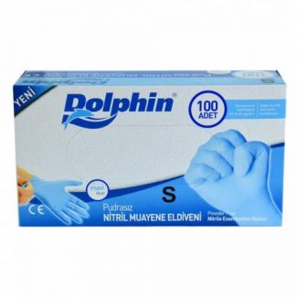 DOLPHİN PUDRASIZ MAVİ NİTRİL ELDİVEN S BEDEN